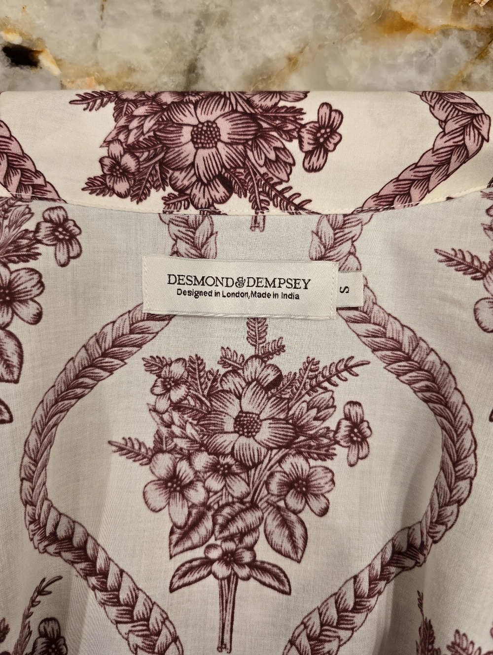 Desmond & Dempsey Alpen Flora Boxy Shirt in Organic Cotton-voile - Picture 4 of 7
